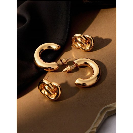 Sinsay - Kolczyki z błyszczącym wykończeniem 2 pack - złoty ze sklepu Sinsay w kategorii Kolczyki - zdjęcie 187500518