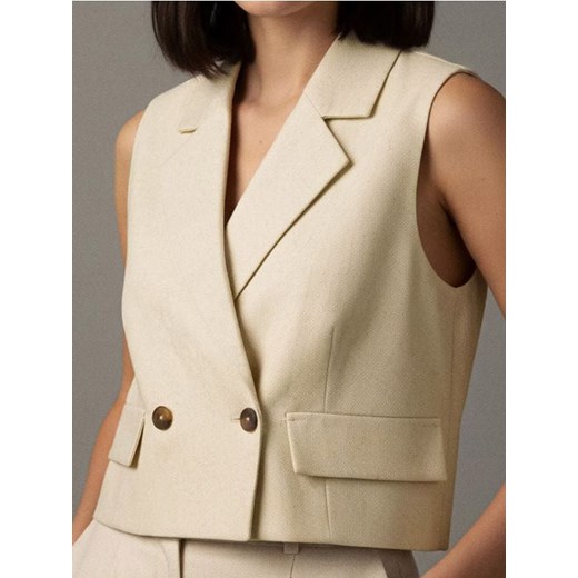 Sinsay - Kamizelka z wiskozą - kremowy ze sklepu Sinsay w kategorii Kamizelki damskie - zdjęcie 187500529