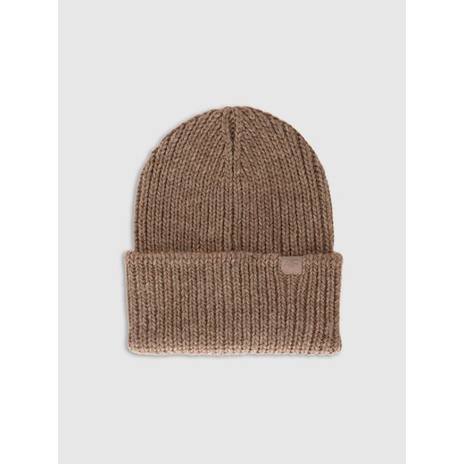 Damska czapka zimowa 4F 4FRAW25ACAPF0801 - brązowa ze sklepu Sportstylestory.com w kategorii Czapki zimowe damskie - zdjęcie 187500628