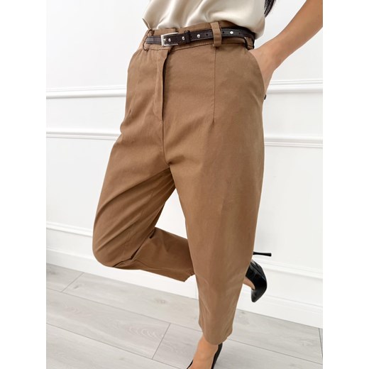 Karmelowe Spodnie z Paskiem Modnakiecka.pl 42 ModnaKiecka.pl