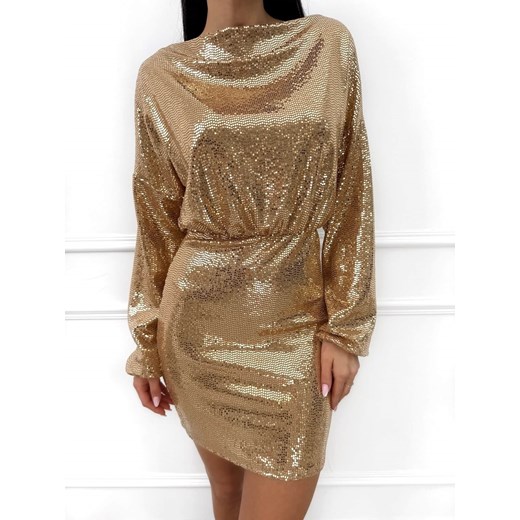 Złota Cekinowa Sukienka Modnakiecka.pl 42 ModnaKiecka.pl