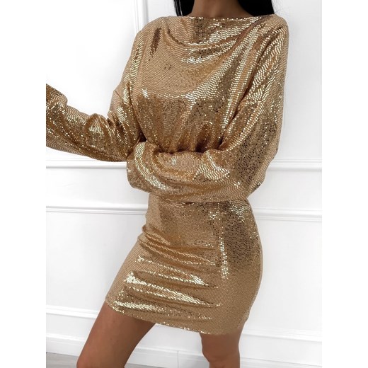Złota Cekinowa Sukienka Modnakiecka.pl 36 ModnaKiecka.pl