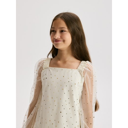 Reserved - Tiulowa bluzka - złamana biel ze sklepu Reserved w kategorii Bluzki dziewczęce - zdjęcie 187501428