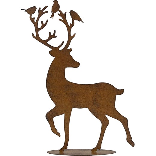 POSIWIO Dekoracja &quot;Deer with birds&quot; w kolorze jasnobrązowym - 39,5 x 52 cm ze sklepu Limango Polska w kategorii Dekoracje i akcesoria ogrodowe - zdjęcie 187501827