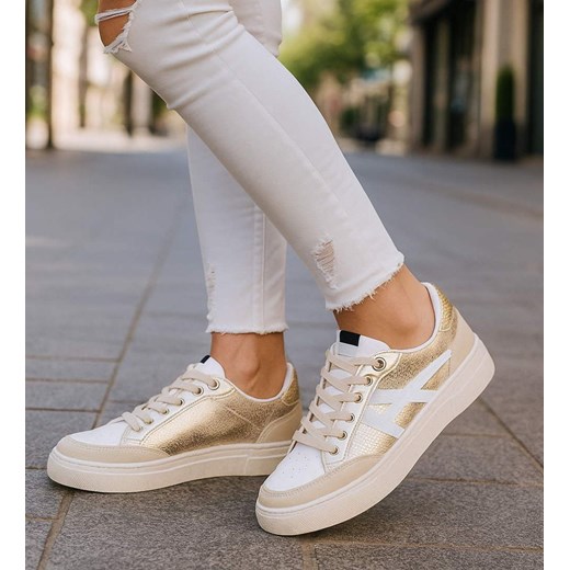 Trampki damskie sznurowane złote /i6-2 H2 18477 W16-6/ ze sklepu Pantofelek24.pl w kategorii Trampki damskie - zdjęcie 187502516