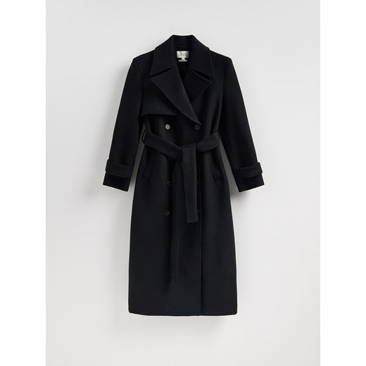 Reserved - Płaszcz z wełną - czarny ze sklepu Reserved w kategorii Płaszcze damskie - zdjęcie 187502536