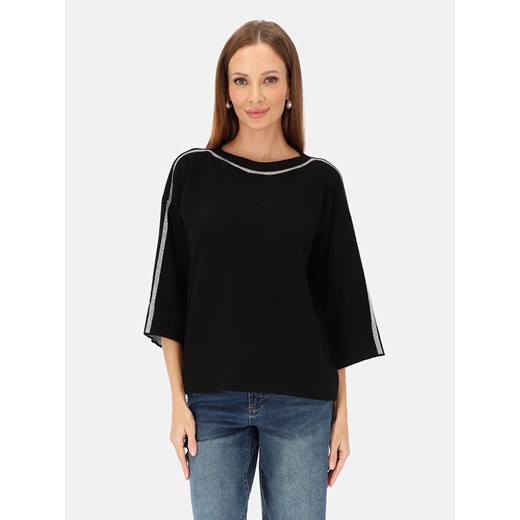 Czarny sweter z akcentem przy dekolcie i na rękawach L'AF Pamela ze sklepu Eye For Fashion w kategorii Swetry damskie - zdjęcie 187503045