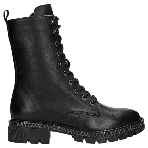 Wojas Czarne Ocieplane Trzewiki Damskie Ze Skóry Licowej ze sklepu Wojas w kategorii Workery damskie - zdjęcie 187503097