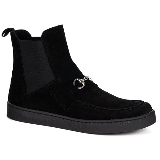 Damskie botki barefoot Scarlet skóra naturalna ocieplane zimowe czarny welur ze sklepu butyolivier w kategorii Półbuty damskie - zdjęcie 187504038