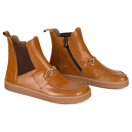 Damskie botki barefoot Scarlet skóra naturalna ocieplane zimowe rude ze sklepu butyolivier w kategorii Półbuty damskie - zdjęcie 187504095