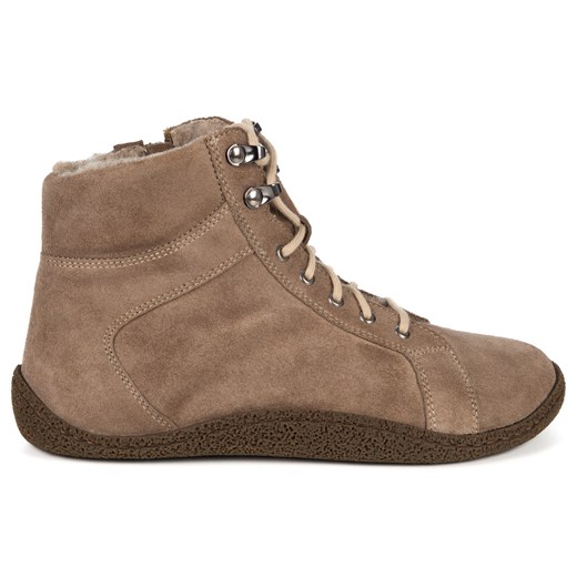 Damskie trzewiki barefoot ocieplane wełną merino 0769W cappucino welur ze sklepu butyolivier w kategorii Botki - zdjęcie 187504106