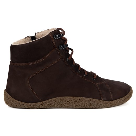 Damskie trzewiki barefoot ocieplane wełną merino 0769W brązowe nubuk ze sklepu butyolivier w kategorii Botki - zdjęcie 187504107