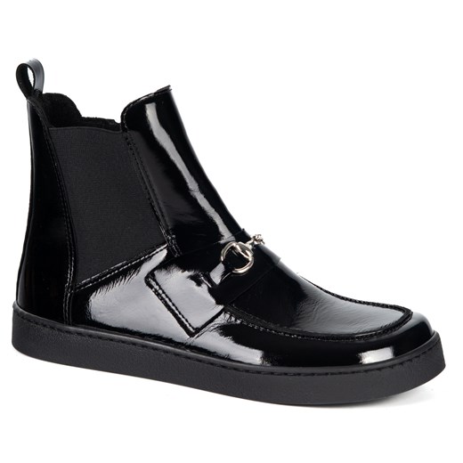 Damskie botki barefoot Scarlet skóra naturalna ocieplane zimowe czarny lakier ze sklepu butyolivier w kategorii Półbuty damskie - zdjęcie 187504158