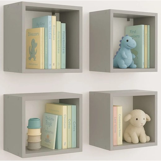 Komplet szarych kwadratowych półek dziecięcych A9-B33 ze sklepu Edinos.pl w kategorii Regały dziecięce - zdjęcie 187505096