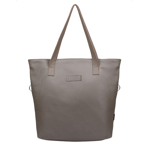 beżowa skórzana torebka damska shopperka zapinana na zamek Jessica ze sklepu Słoń Torbalski w kategorii Torby Shopper bag - zdjęcie 187506708
