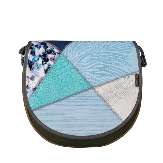 beżowo zielona z niebeskimi dodatkami torebka damska skórzana l ze sklepu Słoń Torbalski w kategorii Listonoszki - zdjęcie 187506715