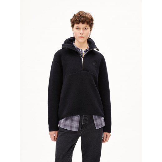 ARMEDANGELS Bluza męska - Haarleenaa Mężczyźni Bawełna czarny jednolity ze sklepu vangraaf w kategorii Bluzy damskie - zdjęcie 187506768