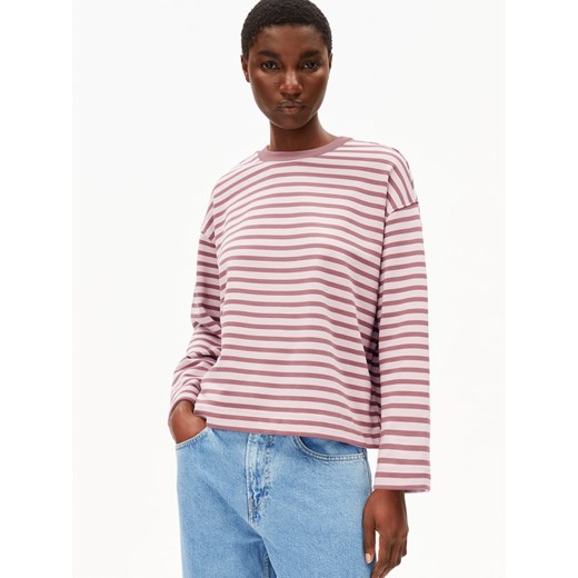 ARMEDANGELS Bluza damska - Frankaa Maarlen Kobiety Bawełna brudny róż w paski ze sklepu vangraaf w kategorii Bluzy damskie - zdjęcie 187506777