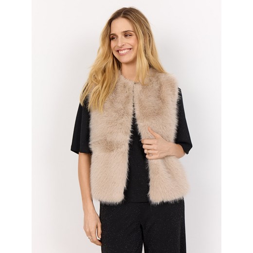 soyaconcept® Damska kamizelka ze sztucznego futra - SC-Naida Kobiety Sztuczne włókno kitt jednolity ze sklepu vangraaf w kategorii Kamizelki damskie - zdjęcie 187506785