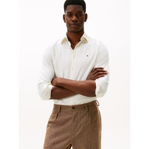 Tommy Hilfiger Koszula męska Mężczyźni Regular Fit Bawełna écru jednolity ze sklepu vangraaf w kategorii Koszule męskie - zdjęcie 187506786