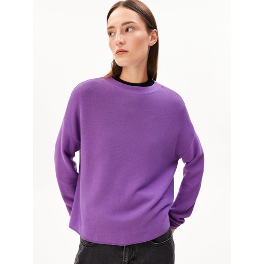 ARMEDANGELS Sweter damski - Merinaa Kobiety Bawełna lila jednolity ze sklepu vangraaf w kategorii Swetry damskie - zdjęcie 187506789