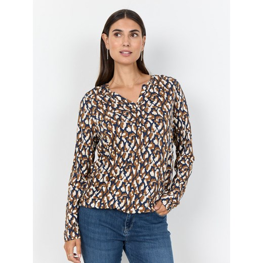 soyaconcept® Damska koszulka z długim rękawem - SC-Felicity Kobiety Bawełna brązowy wzorzysty ze sklepu vangraaf w kategorii Bluzki damskie - zdjęcie 187506798