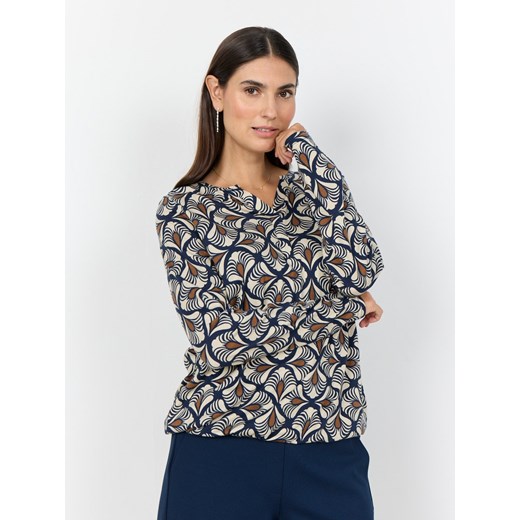 soyaconcept® Damska koszulka z długim rękawem - SC-Felicity Kobiety Bawełna granatowy wzorzysty ze sklepu vangraaf w kategorii Bluzki damskie - zdjęcie 187506799