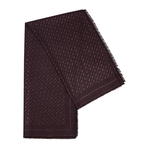 BOSS Damski szalik tkany z wełną LedoniaLu Kobiety Sztuczne włókno bakłażanowy wzorzysty ze sklepu vangraaf w kategorii Szaliki i chusty damskie - zdjęcie 187506806