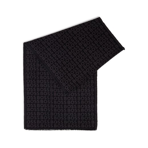 BOSS Szalik - Tadic Mężczyźni wiskoza czarny wzorzysty ze sklepu vangraaf w kategorii Szaliki męskie - zdjęcie 187506808