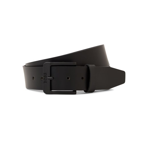 BOSS Skórzany pasek męski Mężczyźni skóra czarny jednolity ze sklepu vangraaf w kategorii Paski męskie - zdjęcie 187506827