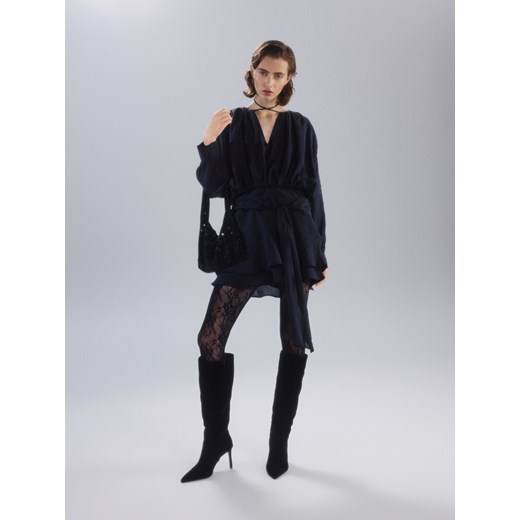 Reserved - Torebka hobo ze strassem - czarny Reserved ONE SIZE Reserved