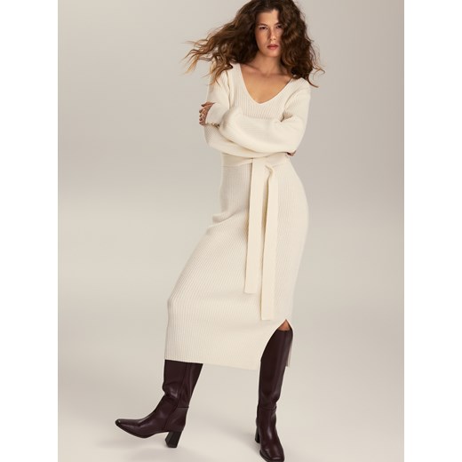 Reserved - Sukienka z wełną - złamana biel ze sklepu Reserved w kategorii Sukienki - zdjęcie 187507419