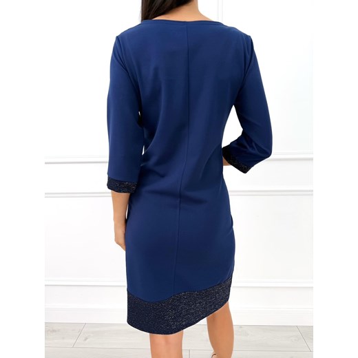 Granatowa Elegancka Sukienka z Ozdobnym Dekoltem Modnakiecka.pl 44 ModnaKiecka.pl