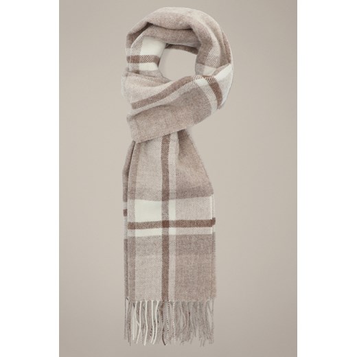 Szal Wełniany Beżowy w Kratę ze sklepu Lancerto S.A. w kategorii Szaliki i chusty damskie - zdjęcie 187508597