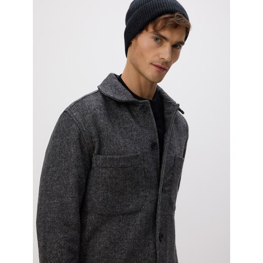 Reserved - Koszula comfort z dodatkiem wełny - ciemnoszary ze sklepu Reserved w kategorii Koszule męskie - zdjęcie 187508676