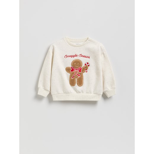 Reserved - Bluza ze świąteczną aplikacją - złamana biel Reserved 86 (12-18 m.) Reserved