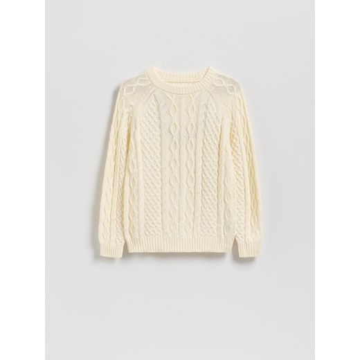 Reserved - Bawełniany sweter - złamana biel ze sklepu Reserved w kategorii Bluzy chłopięce - zdjęcie 187508807