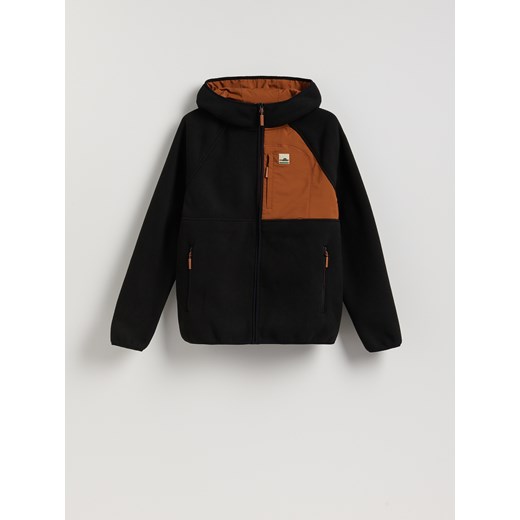 Reserved - Polarowa bluza z kapturem - czarny ze sklepu Reserved w kategorii Bluzy męskie - zdjęcie 187508948