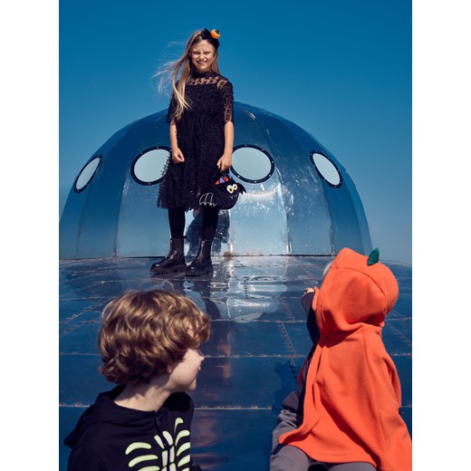 Reserved - Tiulowa sukienka z kokardkami - czarny ze sklepu Reserved w kategorii Sukienki dziewczęce - zdjęcie 187510368