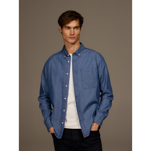 Reserved - T-shirt slim z bawełny merceryzowanej - złamana biel ze sklepu Reserved w kategorii T-shirty męskie - zdjęcie 187510418