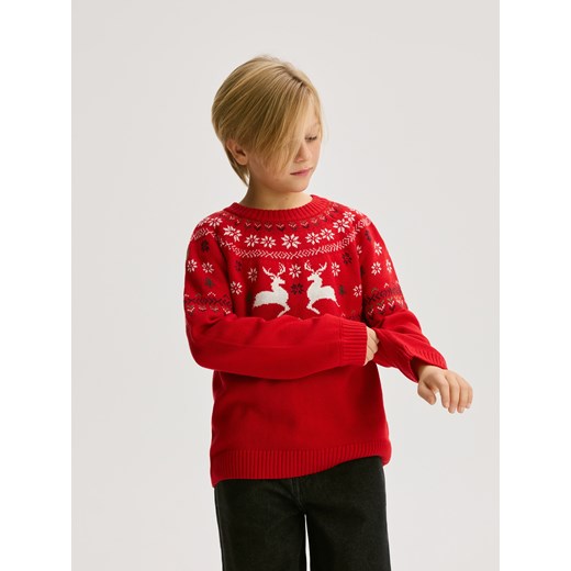 Reserved - Świąteczny sweter - czerwony ze sklepu Reserved w kategorii Swetry chłopięce - zdjęcie 187510558