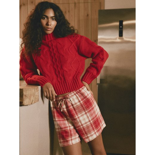 Reserved - Wełniany sweter z golfem - czerwony Reserved XS Reserved