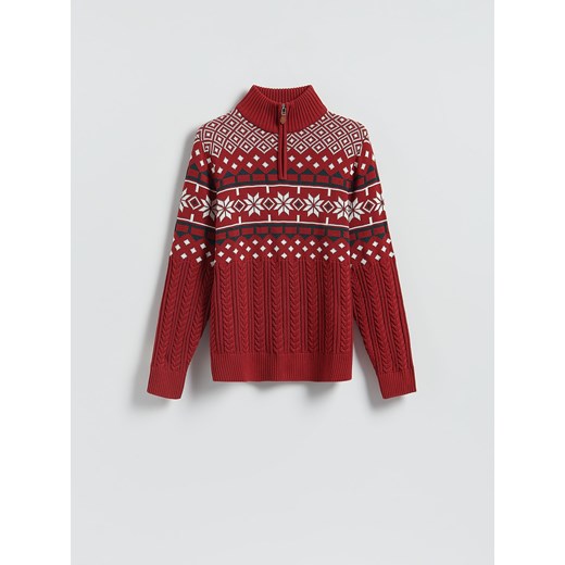 Reserved - Sweter ze świątecznym wzorem - czerwony ze sklepu Reserved w kategorii Swetry męskie - zdjęcie 187510719