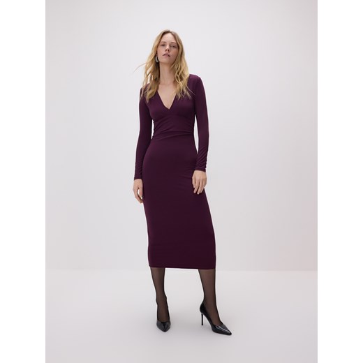 Reserved - Sukienka z marszczeniem - ciemnofioletowy ze sklepu Reserved w kategorii Sukienki - zdjęcie 187510725