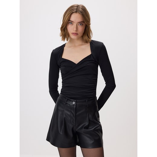 Reserved - Drapowana bluzka - czarny ze sklepu Reserved w kategorii Bluzki damskie - zdjęcie 187510755