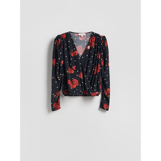 Reserved - Wzorzysta bluzka z wiskozy - czarny ze sklepu Reserved w kategorii Bluzki damskie - zdjęcie 187511186