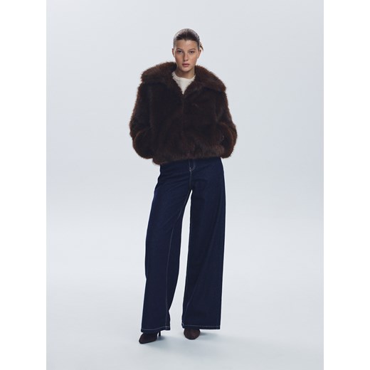 Reserved - Sztuczne futerko z kołnierzem - ciemnobrązowy ze sklepu Reserved w kategorii Futra damskie - zdjęcie 187511416