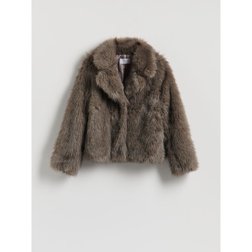 Reserved - Sztuczne futerko z kołnierzem - ciemnoszary ze sklepu Reserved w kategorii Futra damskie - zdjęcie 187511439