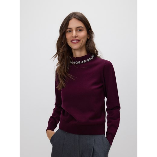 Reserved - Sweter z ozdobną aplikacją - ciemnofioletowy ze sklepu Reserved w kategorii Swetry damskie - zdjęcie 187511567