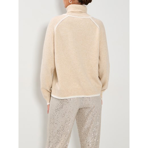 Sinsay - Golf z przeszyciami - kremowy Sinsay S Sinsay